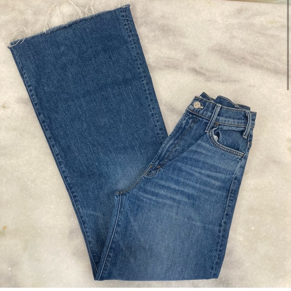MOTHER DENIM Hustler Roller Heel Fray Perfect Drug Wash Wide Leg High Rise Jeans